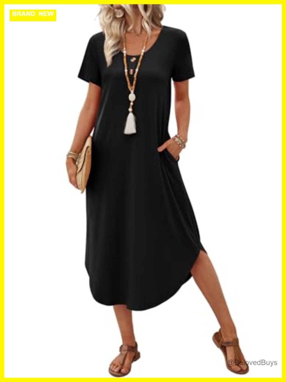 Women's Casual Midi Summer Dress with Pockets